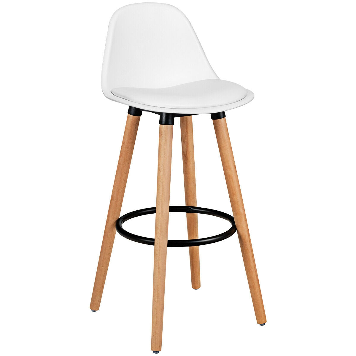 Mid Century Bar Stool Set of 2 with Padded Seat - 28.5"