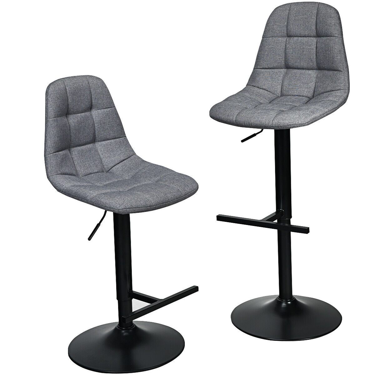 Adjustable Swivel Bar Stools Set of 2 - Gray Linen