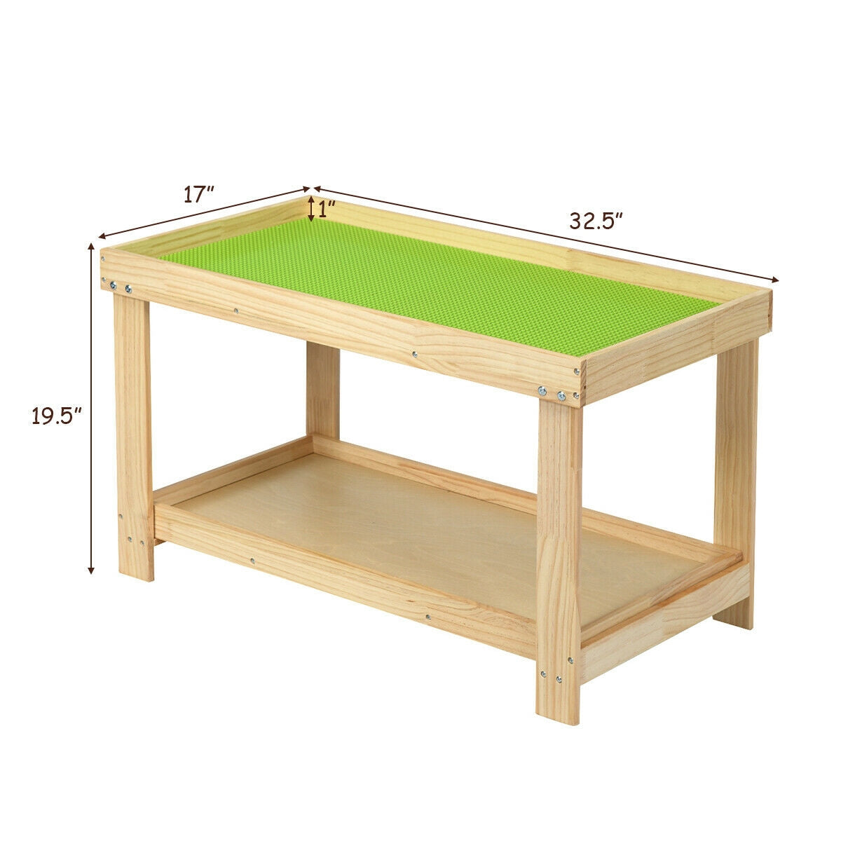 Kids Activity Play Table with Storage - Solid Pine Wood
