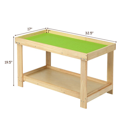 Kids Activity Play Table with Storage - Solid Pine Wood