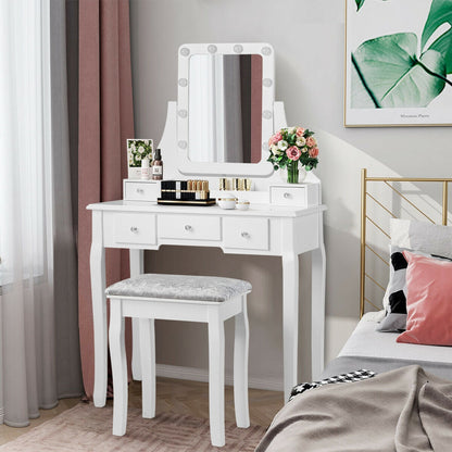 Vanity Dressing Table Set with 10 Dimmable Bulbs & Stool