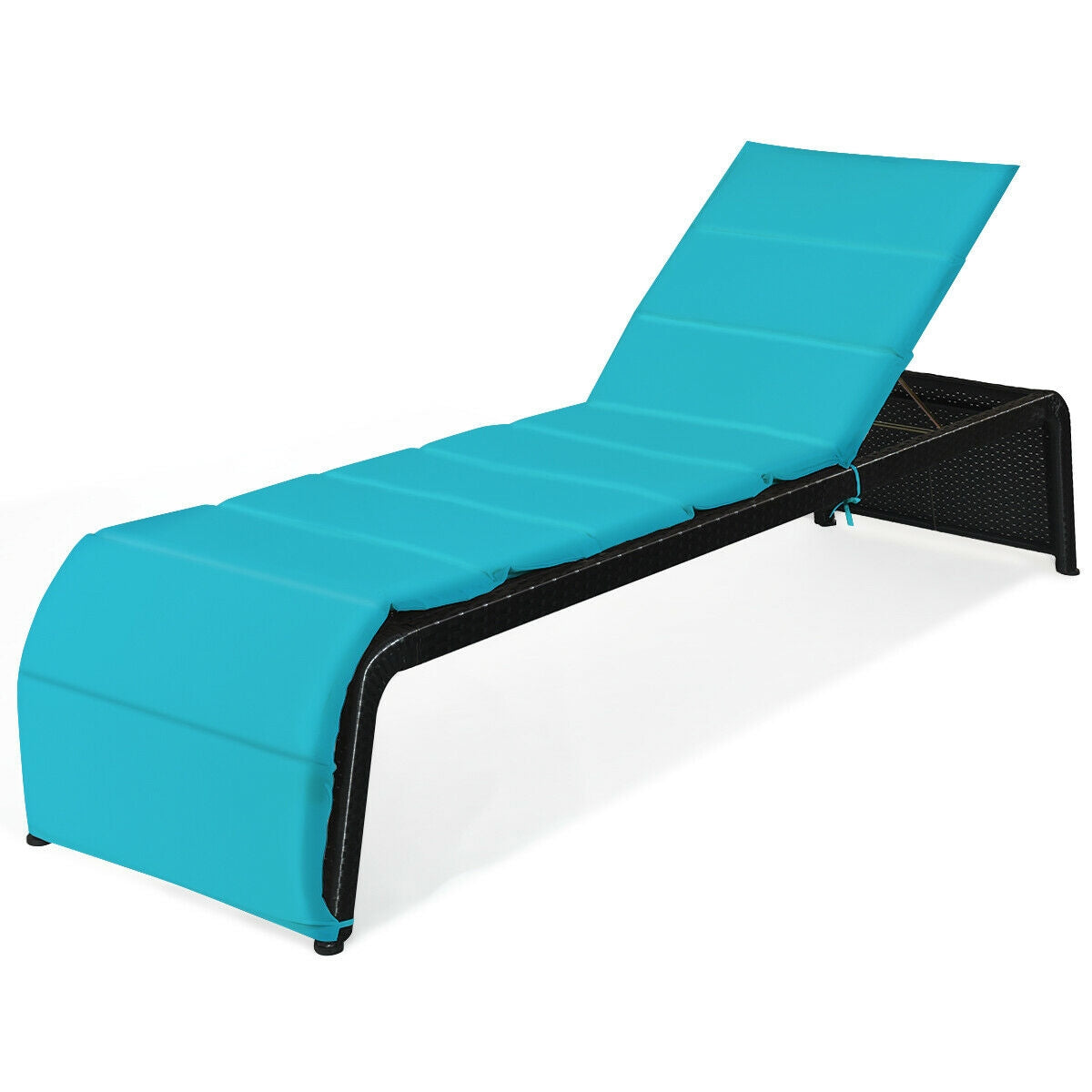 Adjustable Rattan Chaise Lounge Chair with Cushion