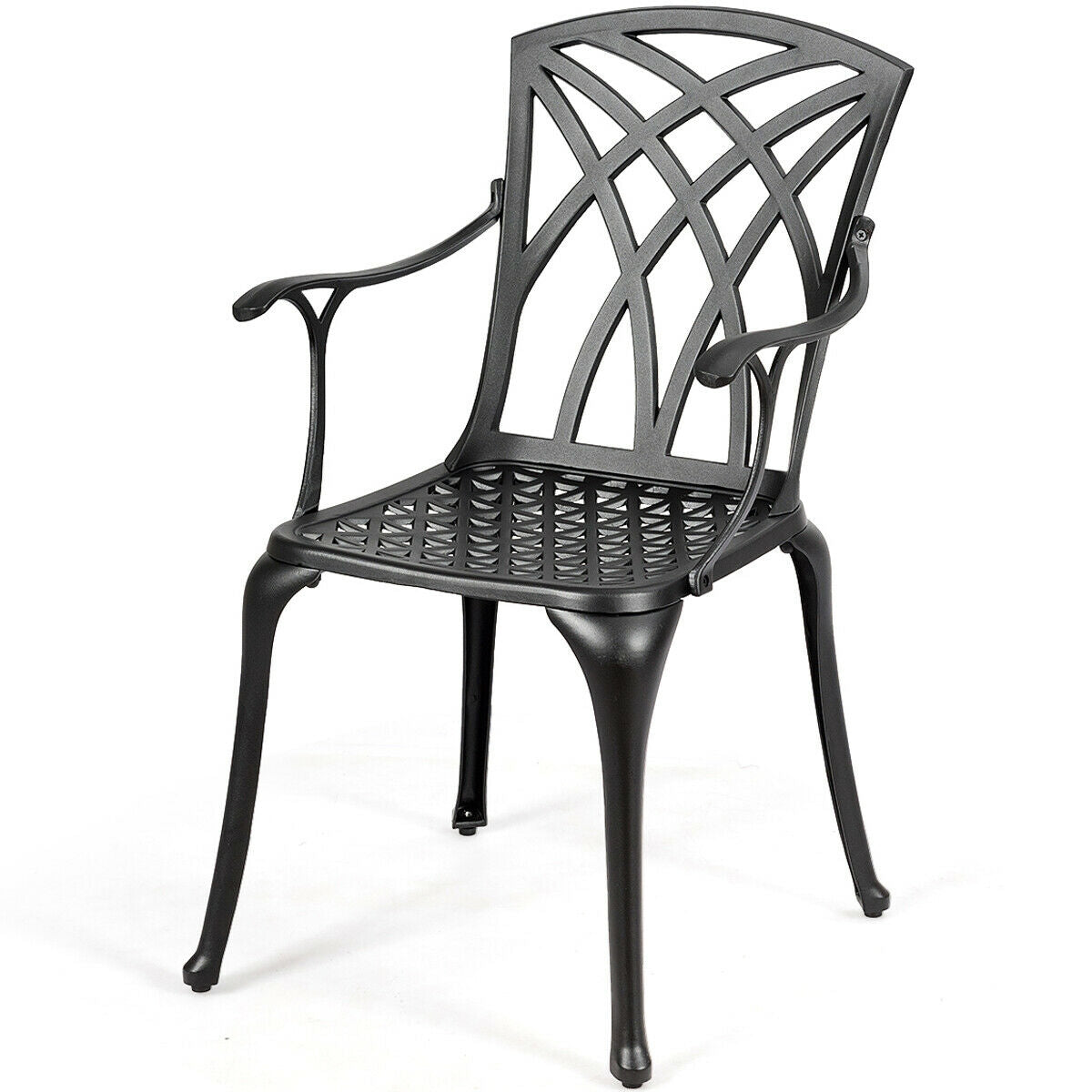 Aluminum Patio Dining Chairs Set of 2 with Armrests