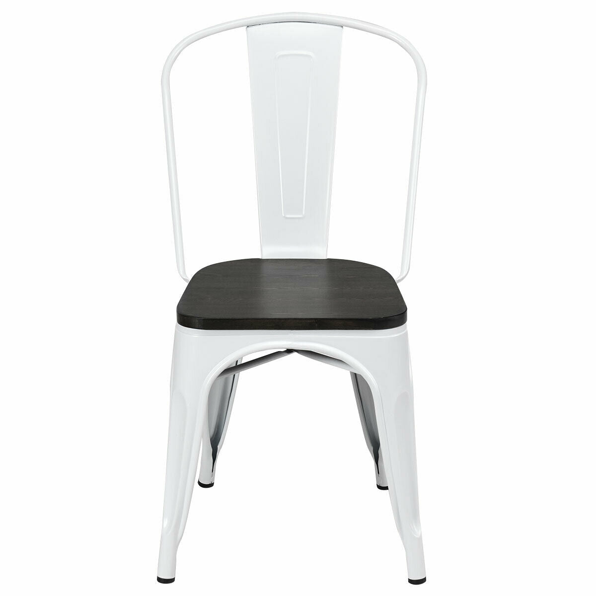 Metal Dining Chairs with Wood Seat - Set of 4, Stackable