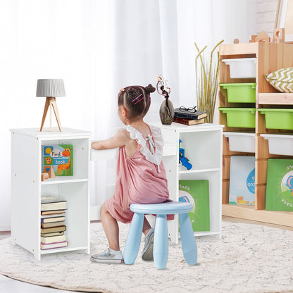 Kids Tri-Folding Mirror Vanity Table Set with Storage