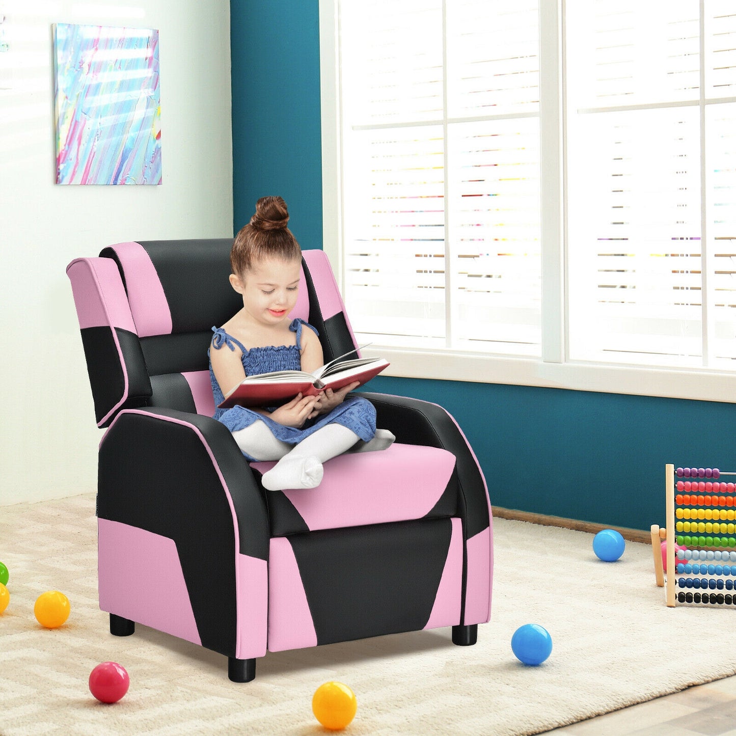 Kids Gaming Recliner with Headrest and Footrest