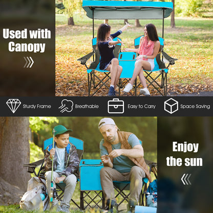 Folding Camping Chair with Canopy and Cooler Bag