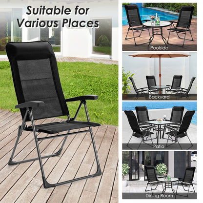Folding Patio Dining Chairs Set of 2 with Adjustable Backrest