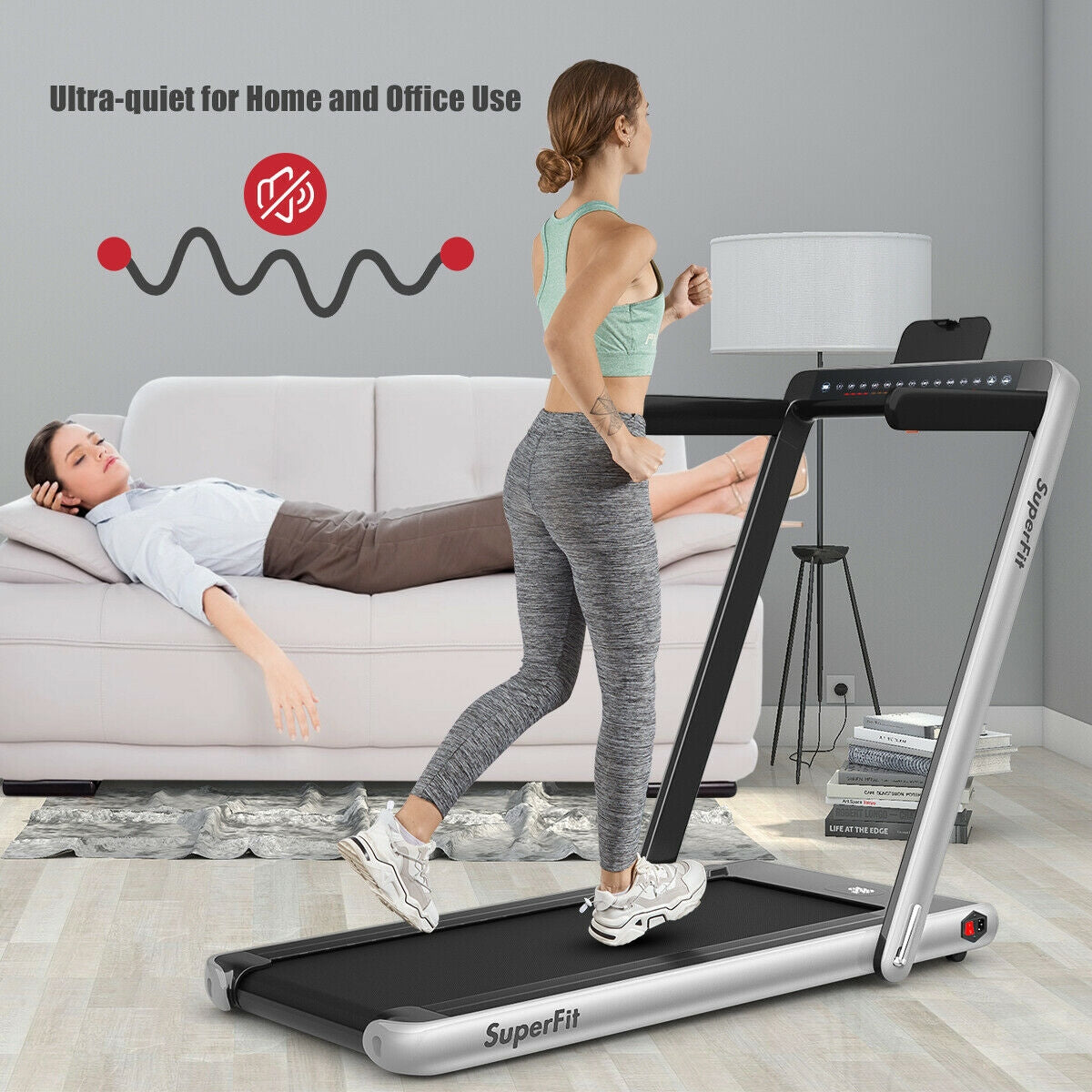 2-in-1 Folding Treadmill with Dual Display and Remote Control