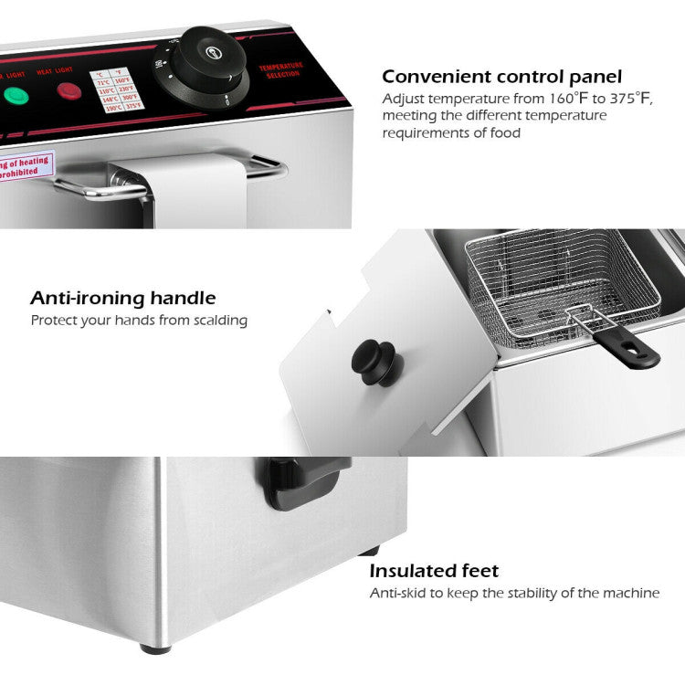 3400W Commercial Electric Fryer Dual Tank