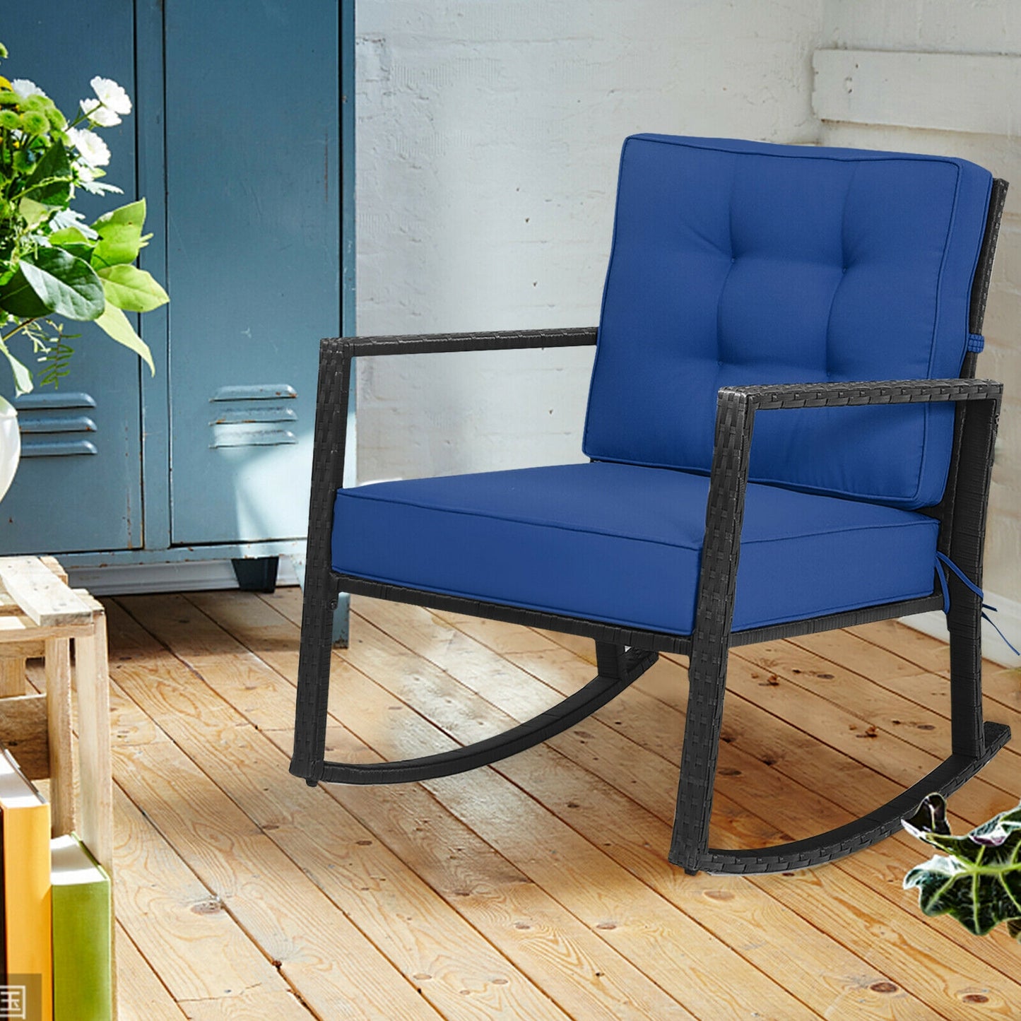 Rattan Rocking Chair with Cushion for Patio