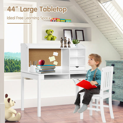 Kids Desk and Chair Set with Hutch and Storage Shelves