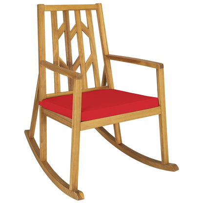 Acacia Wood Patio Rocking Chair with Cushion and Armrests