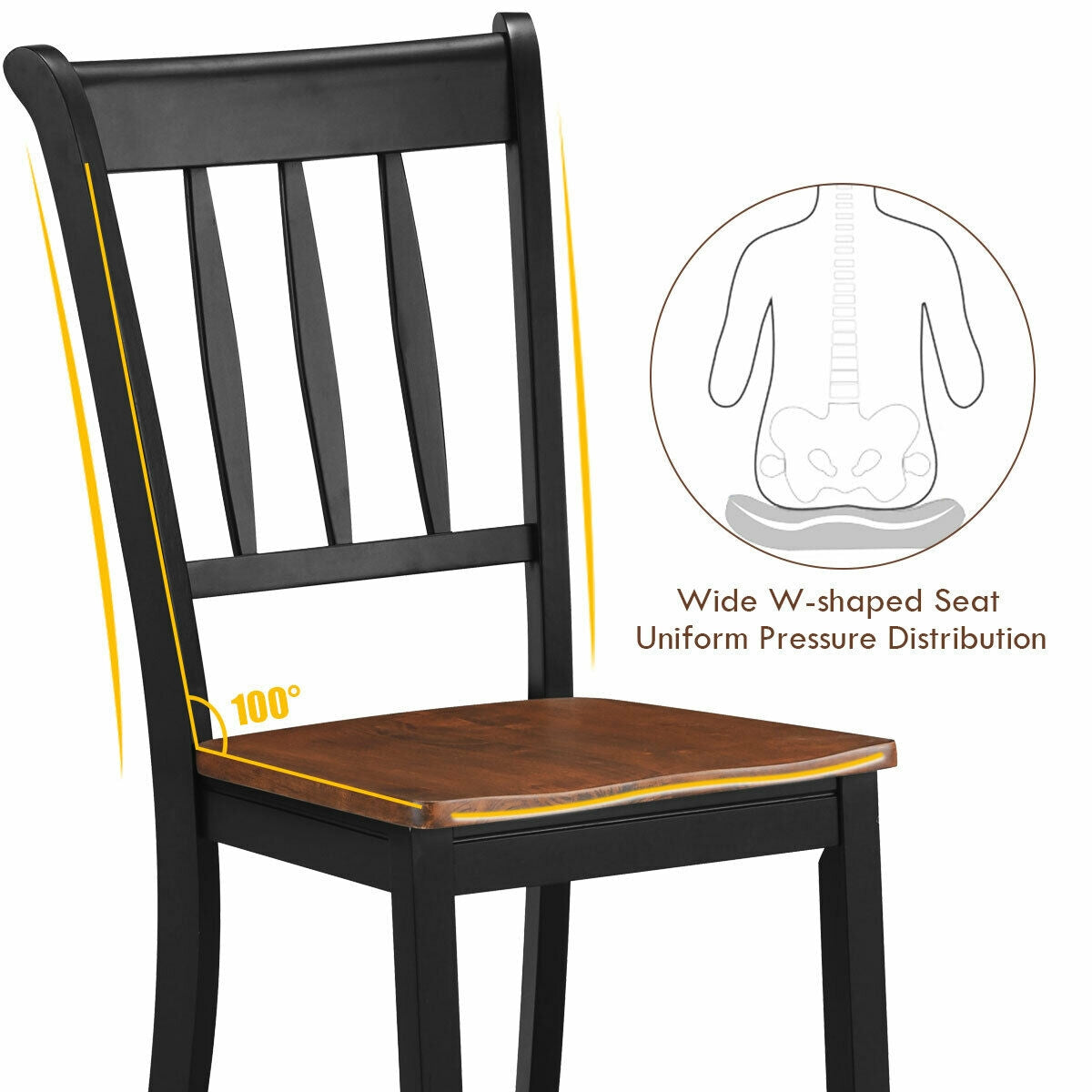 Spindle Back Wood Dining Chairs - Set of 2
