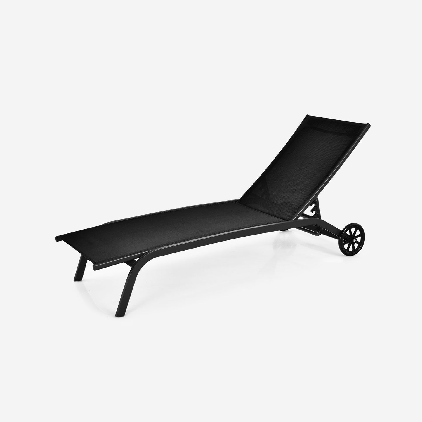 Adjustable Outdoor Chaise Lounge with Wheels - 6 Positions