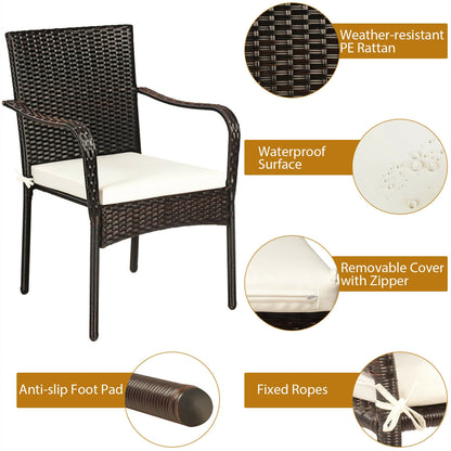 Stackable Patio Dining Chairs Set of 4 with Cushions