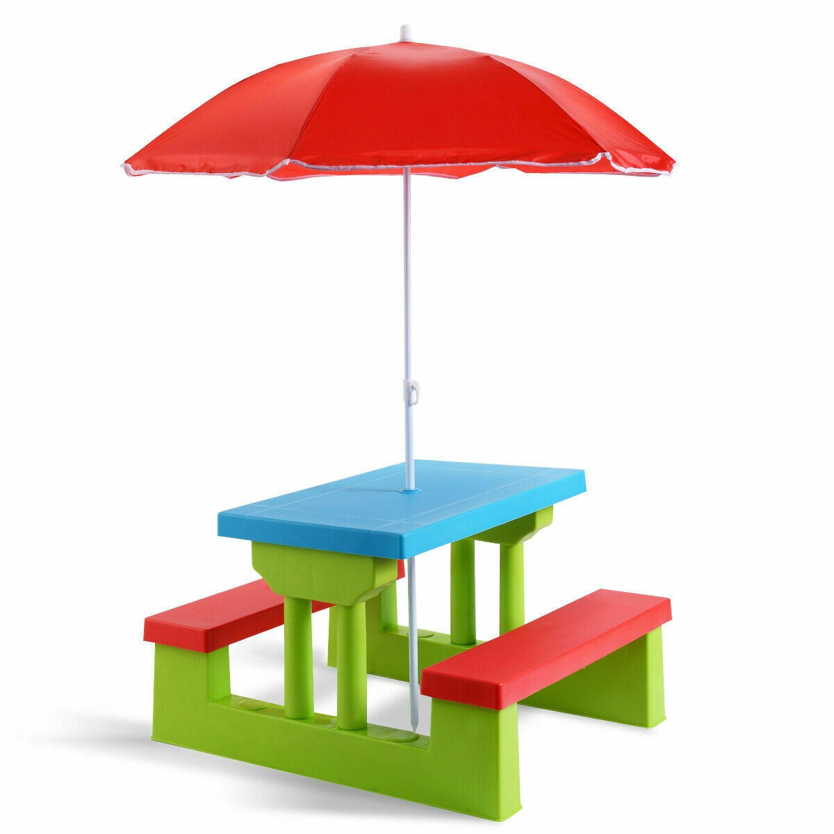 Kids Picnic Table and Bench Set with Umbrella