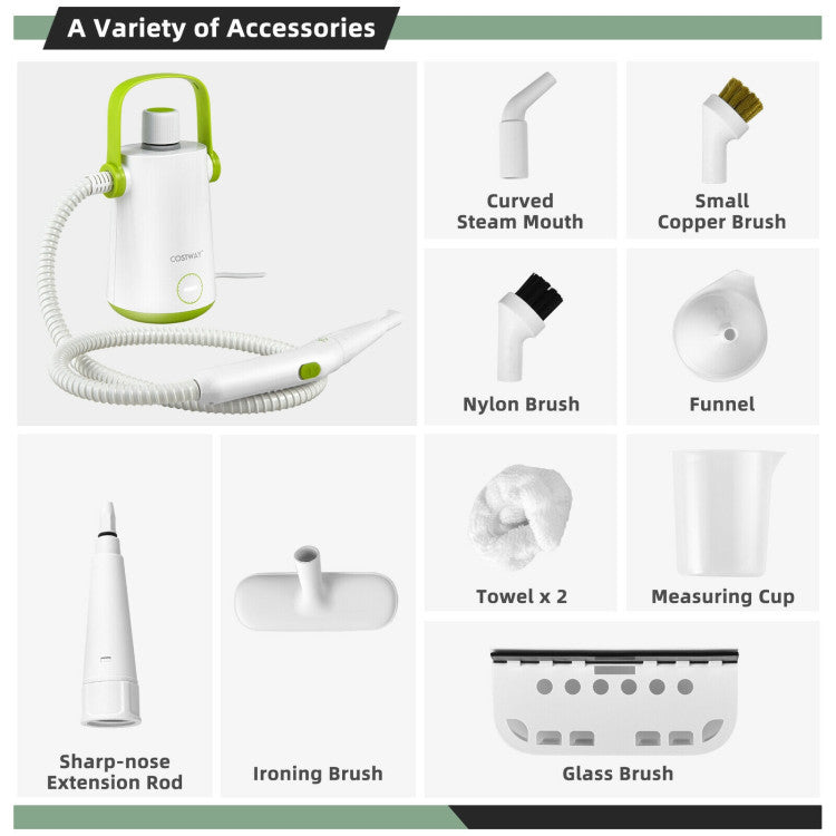 1000W Multifunction Portable Hand-held Steam Cleaner with 10 Accessories