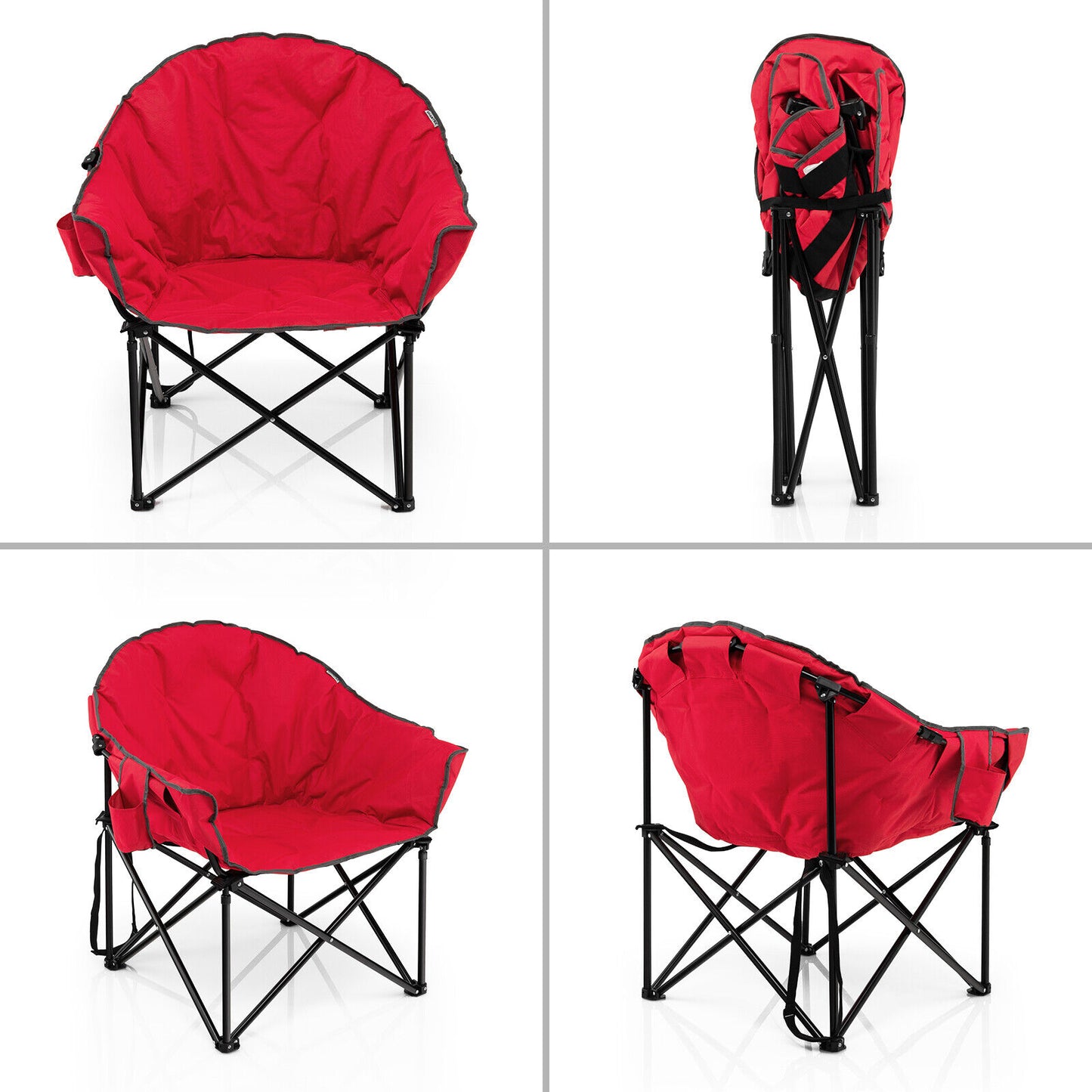 Folding Moon Chair with Padded Seat and Carrying Bag