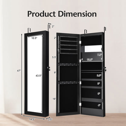 Wall Mounted Jewelry Cabinet with LED Lights and Mirror