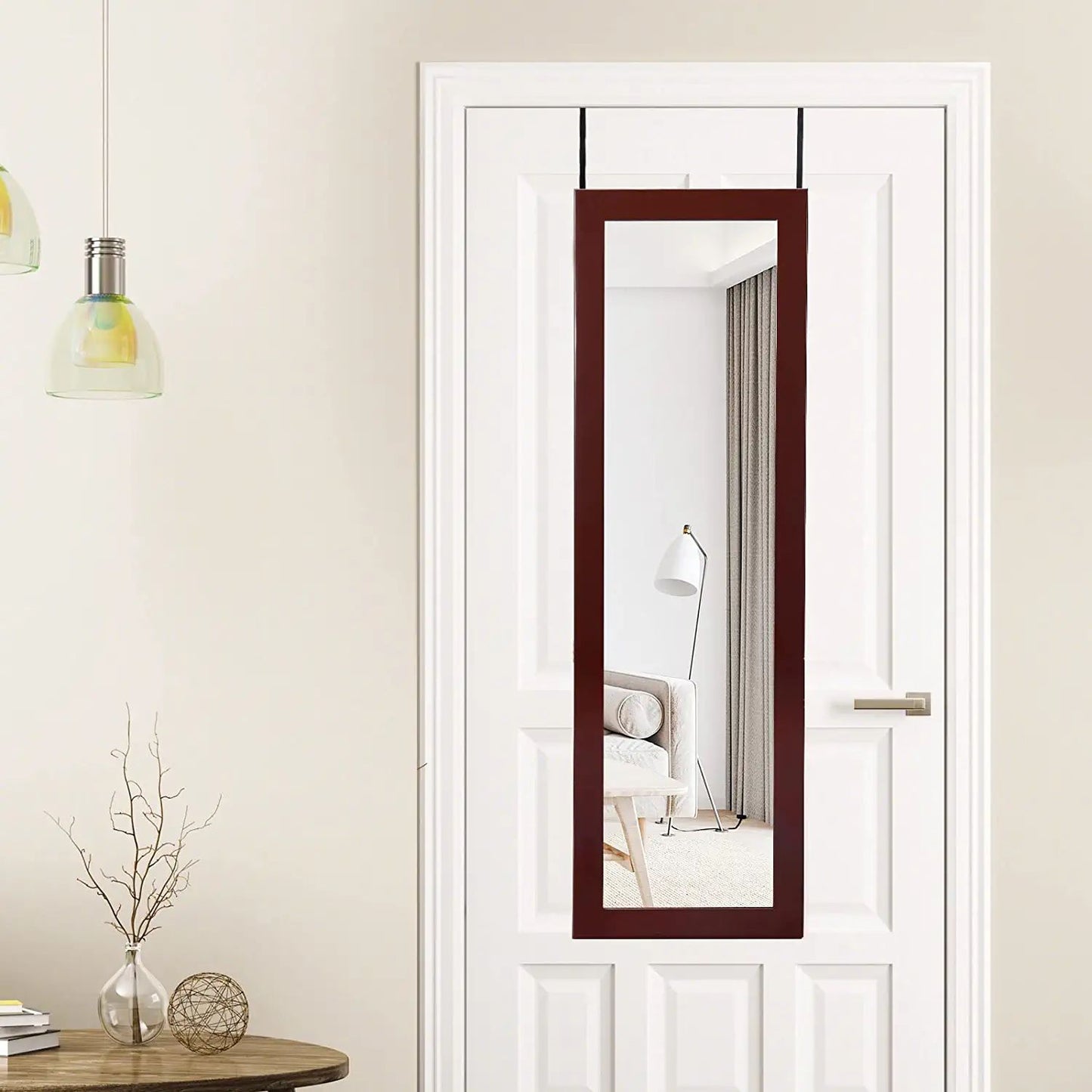Wall Mounted Jewelry Cabinet with LED Lights and Mirror