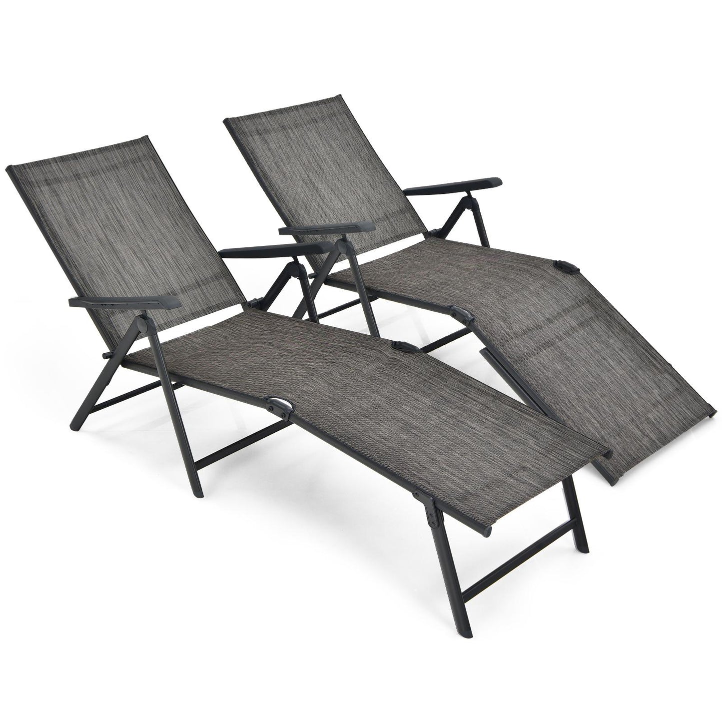 Foldable Chaise Lounge Chair with Adjustable Backrest