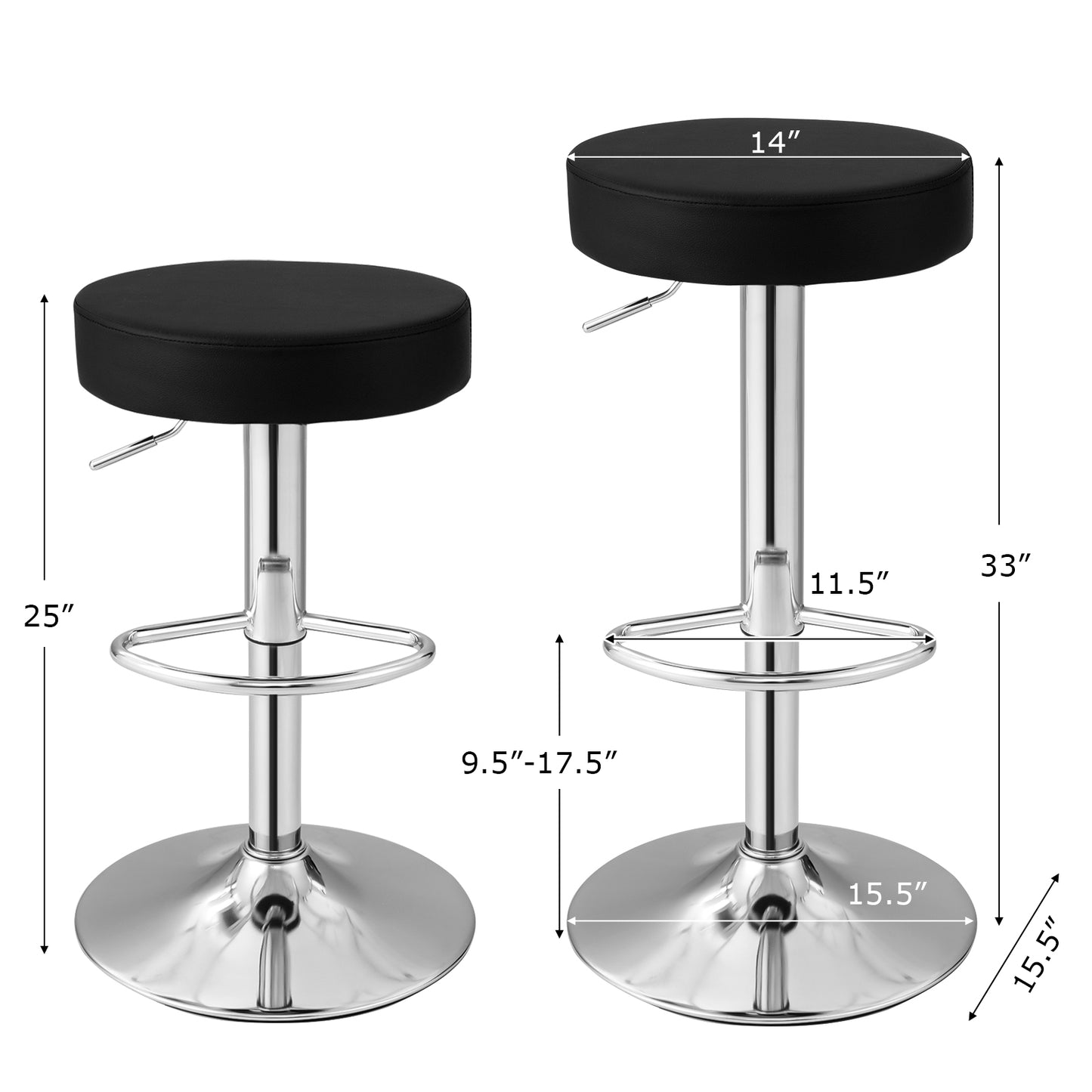 Adjustable Swivel Bar Stool with PU Leather Seat