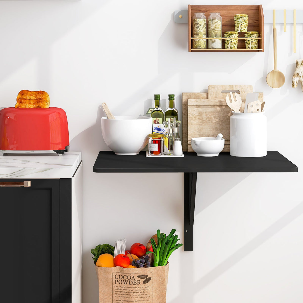 31.5 x 23.5 Inch Wall Mounted Folding Table for Small Spaces