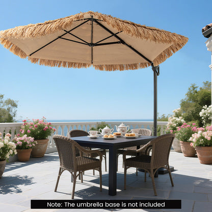 9.5 FT Cantilever Tiki Patio Umbrella Hawaiian Style Offset Hanging Umbrella-Natural