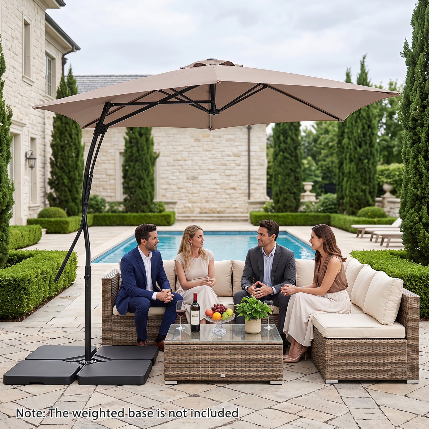 9 FT Cantilever Umbrella with Cross Base and Crank Handle