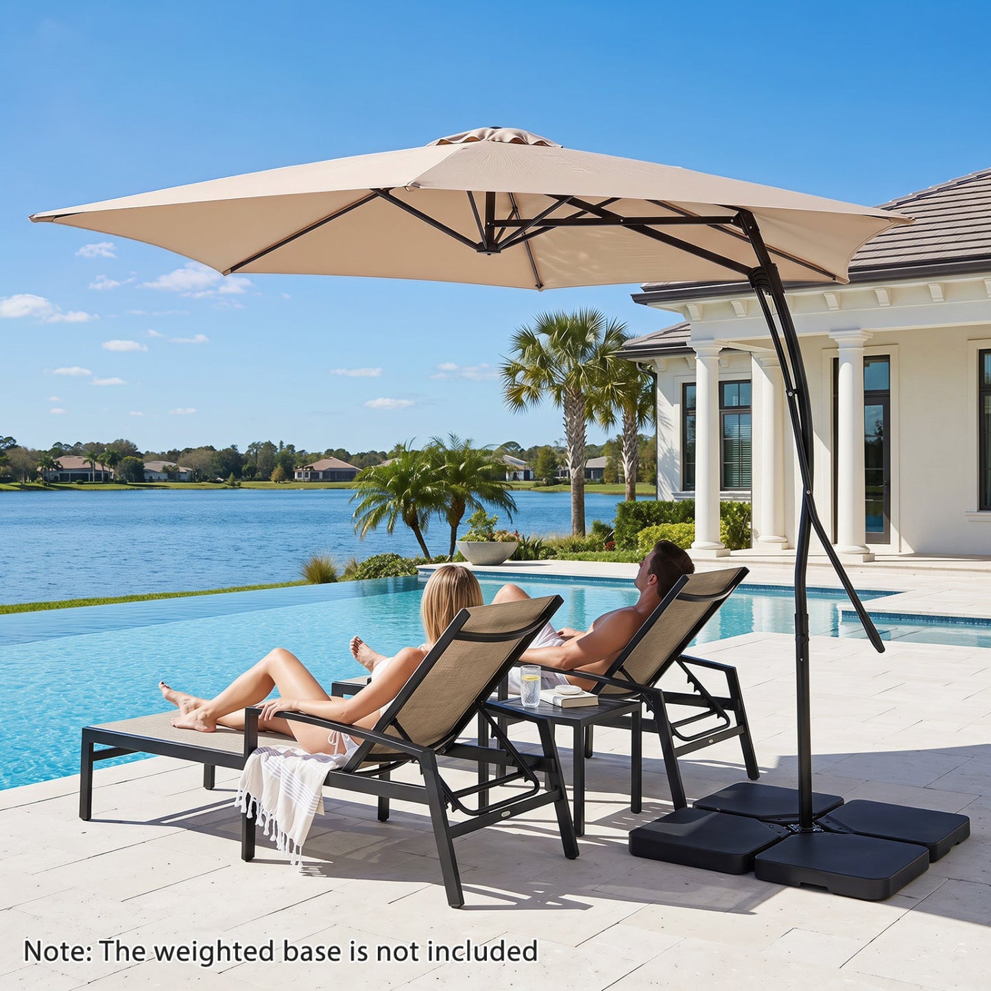 9 FT Cantilever Umbrella with Cross Base and Crank Handle