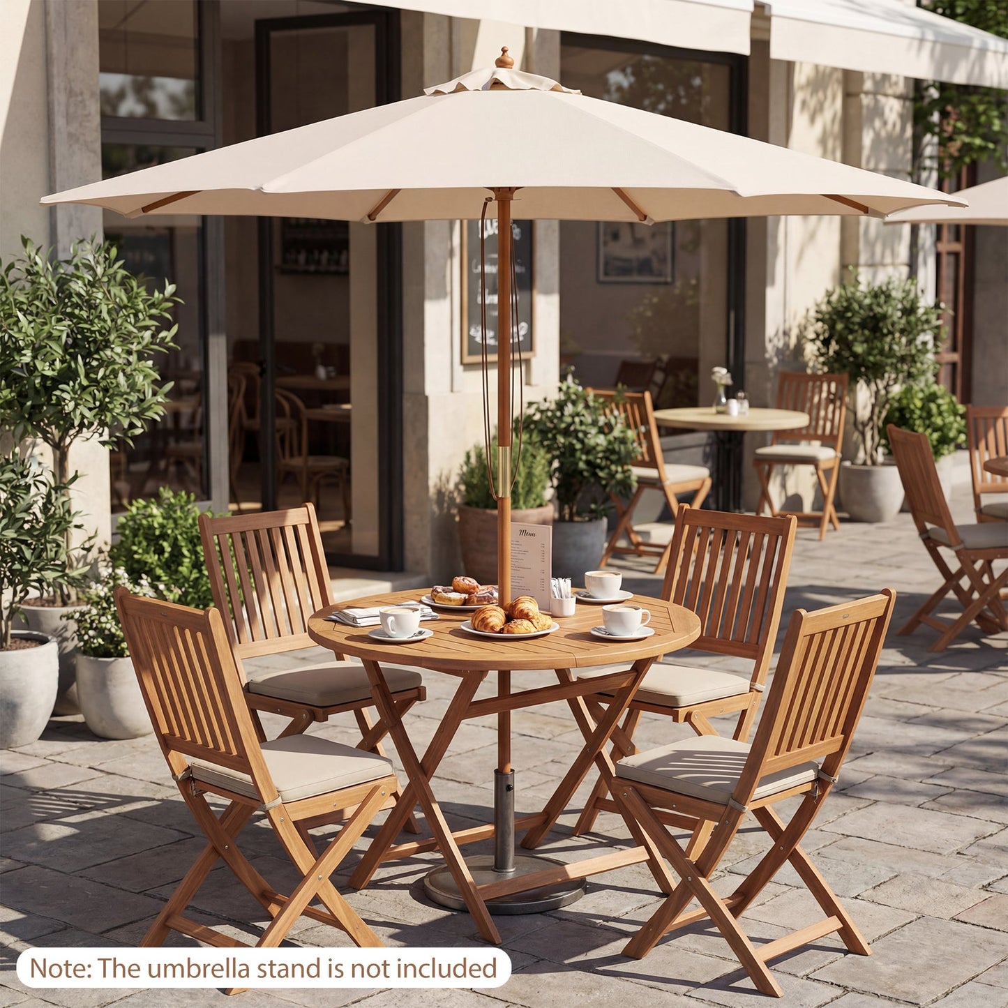 9 FT Patio Umbrella Outdoor Table Market Umbrella with 8 Sturdy Bamboo Ribs