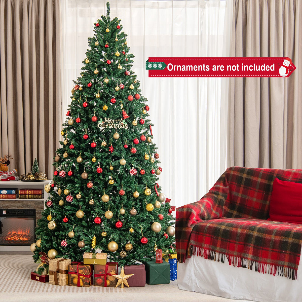 9 Feet Hinged Premium Artificial PVC Christmas Tree with Solid Metal Stand