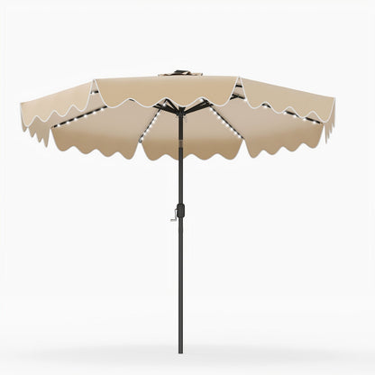 9 Ft Solar Patio Umbrella with LED Lights
