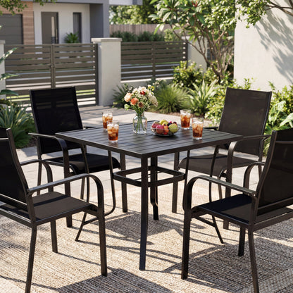 5-Piece Patio Dining Set with Stackable Chairs for 4