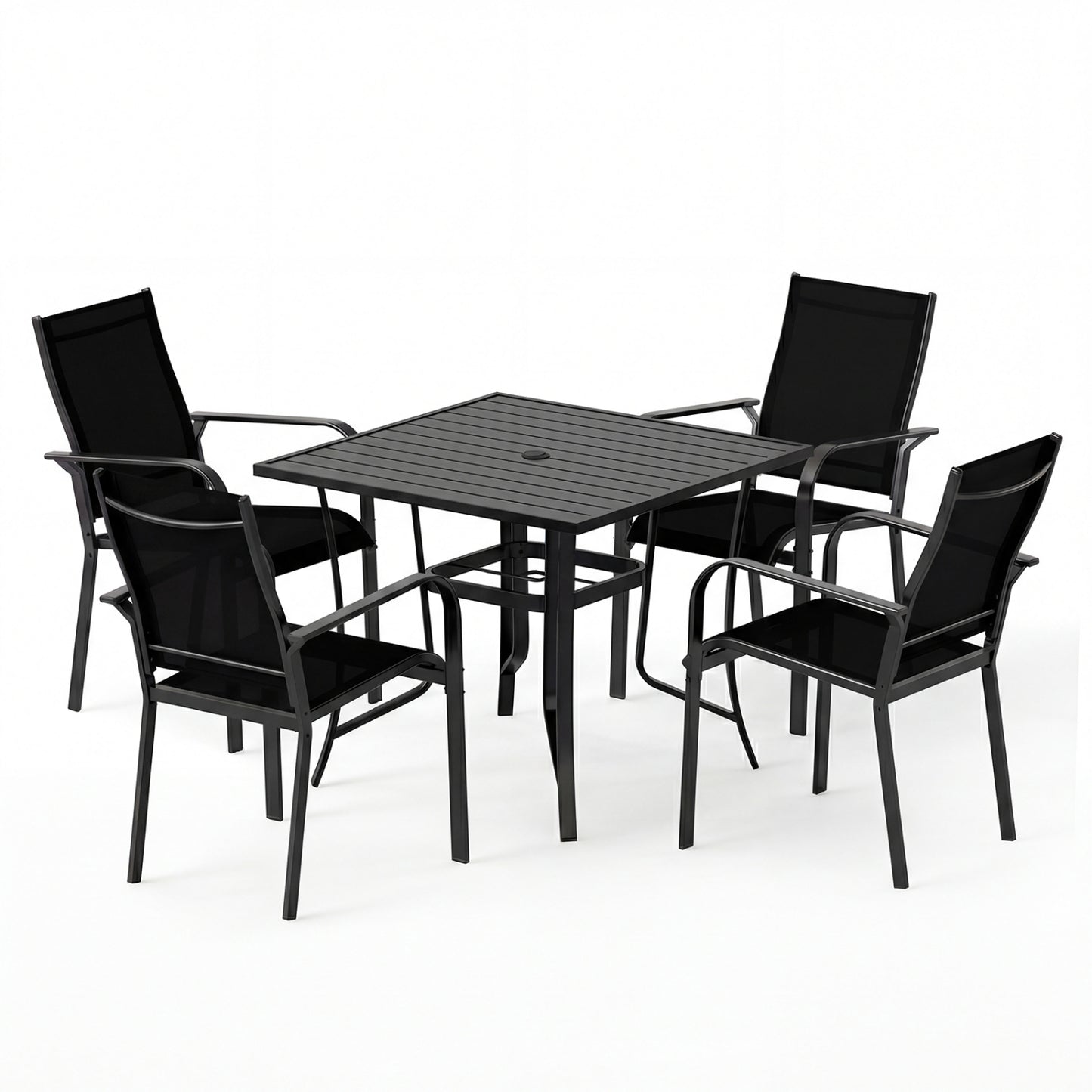 5-Piece Patio Dining Set with Stackable Chairs for 4