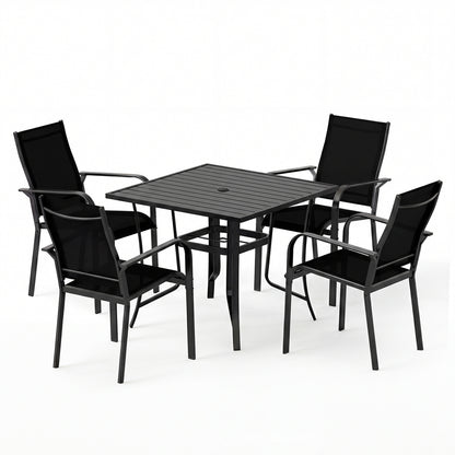 5-Piece Patio Dining Set with Stackable Chairs for 4