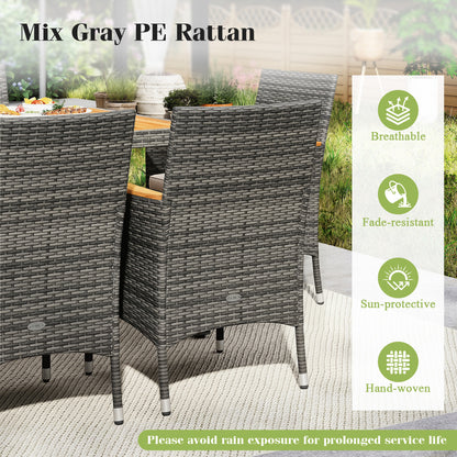 9-Piece Patio Dining Set with Acacia Wood Table & Rattan Chairs