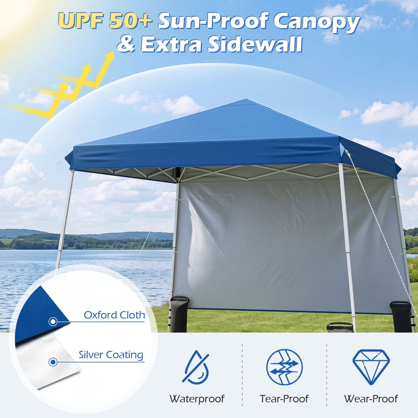 Pop Up Canopy Tent 9x9 ft with Carry Bag and Stakes