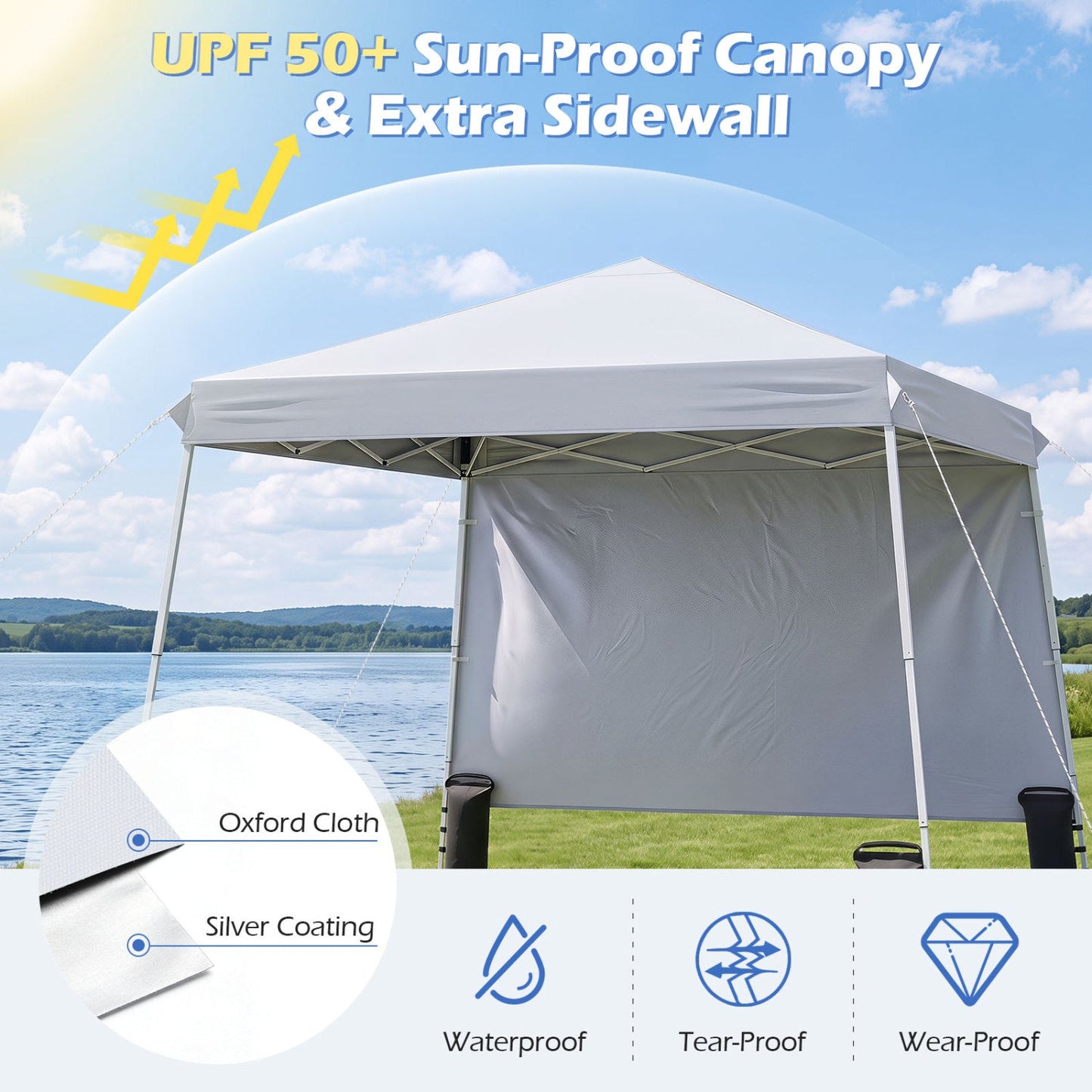 Pop Up Canopy Tent 9x9 ft with Carry Bag and Stakes