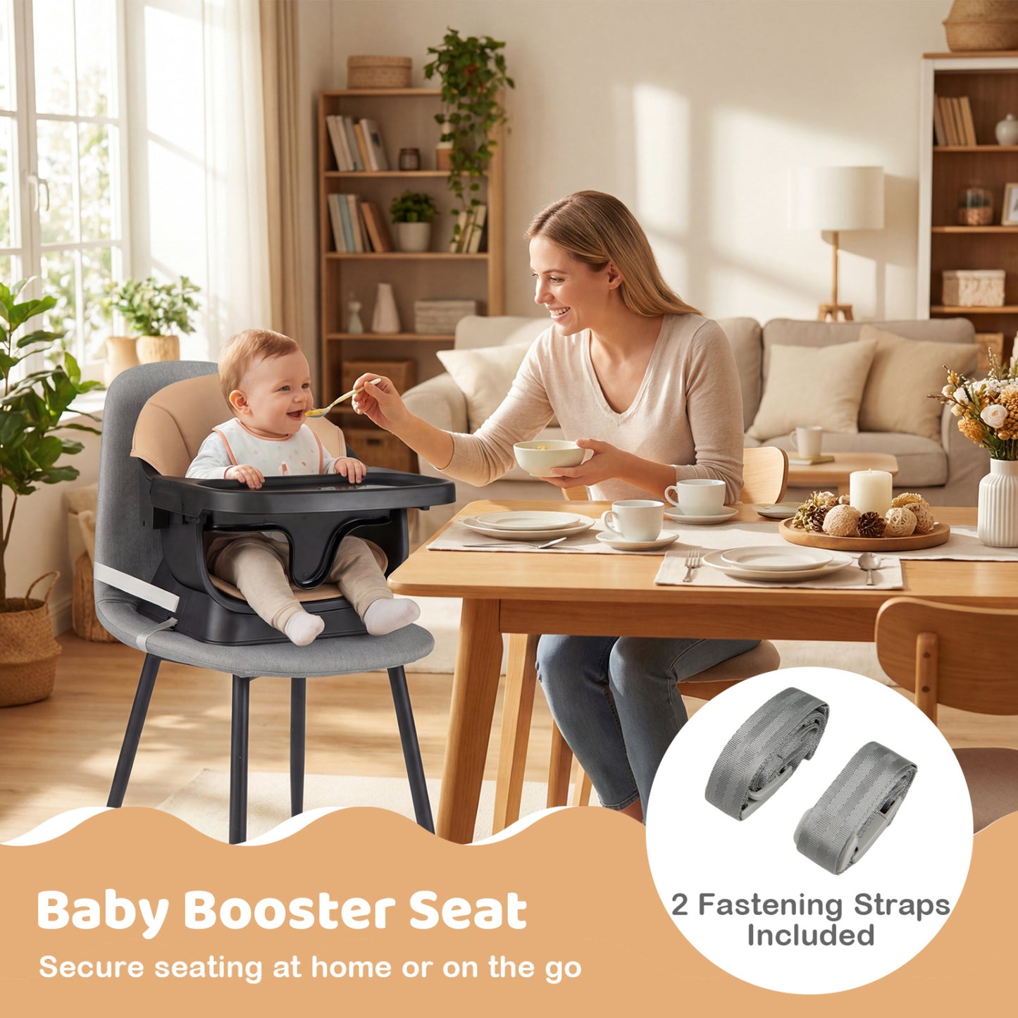 9-in-1 Convertible High Chair with Solid Wood Legs
