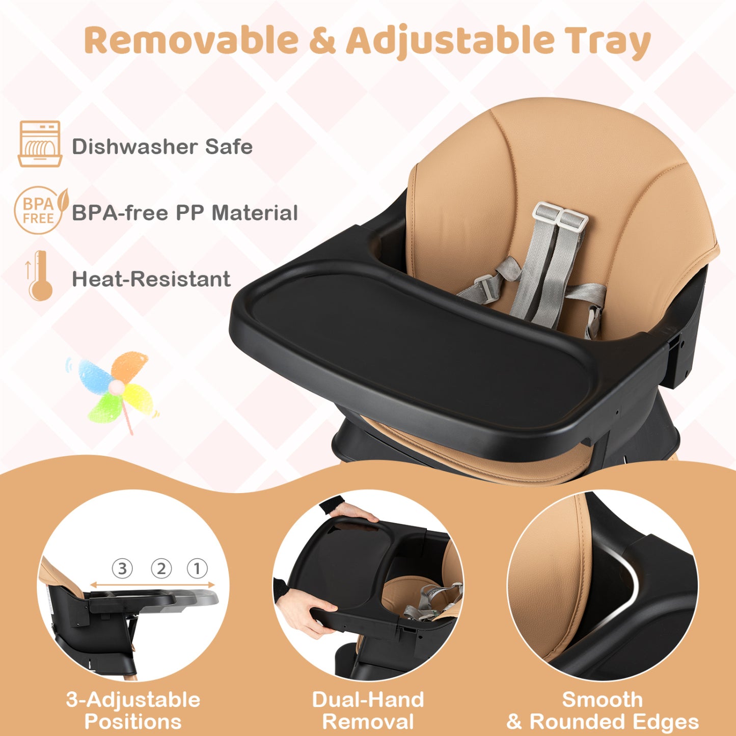 9-in-1 Convertible High Chair with Solid Wood Legs