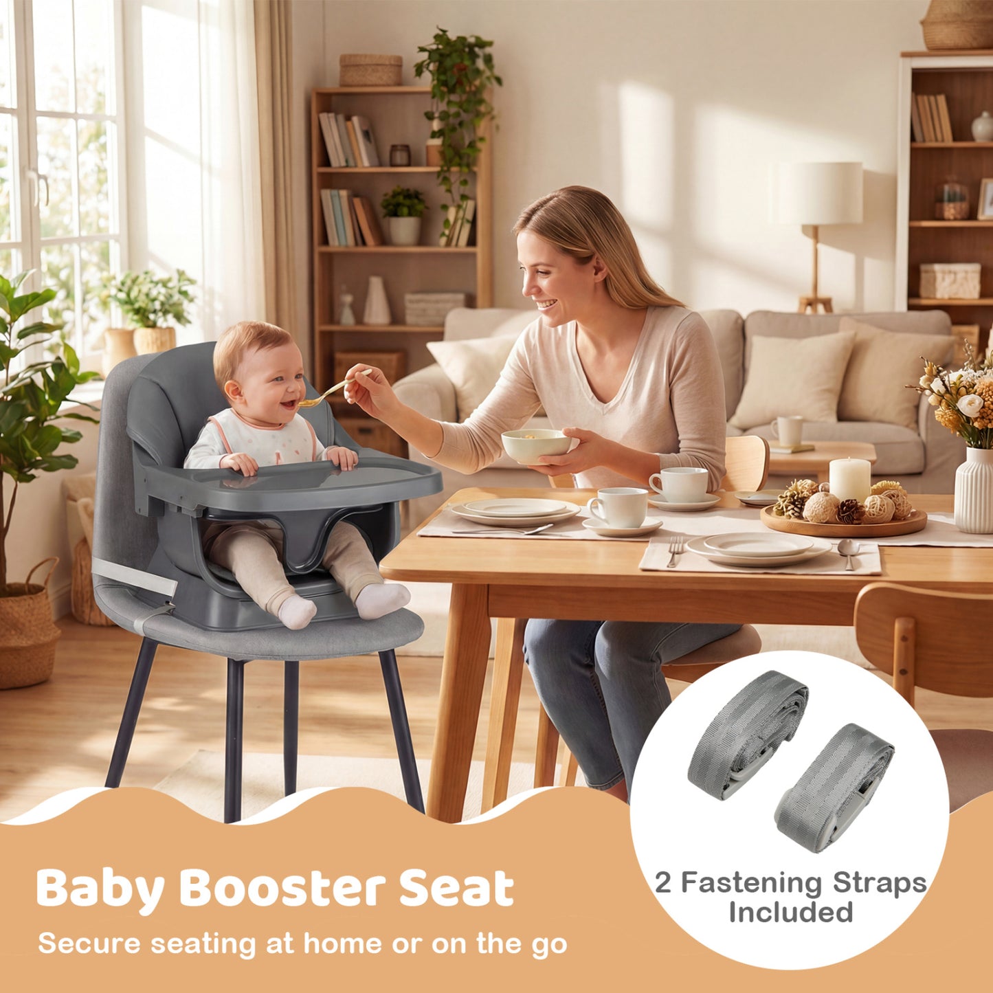 9-in-1 Convertible High Chair with Solid Wood Legs