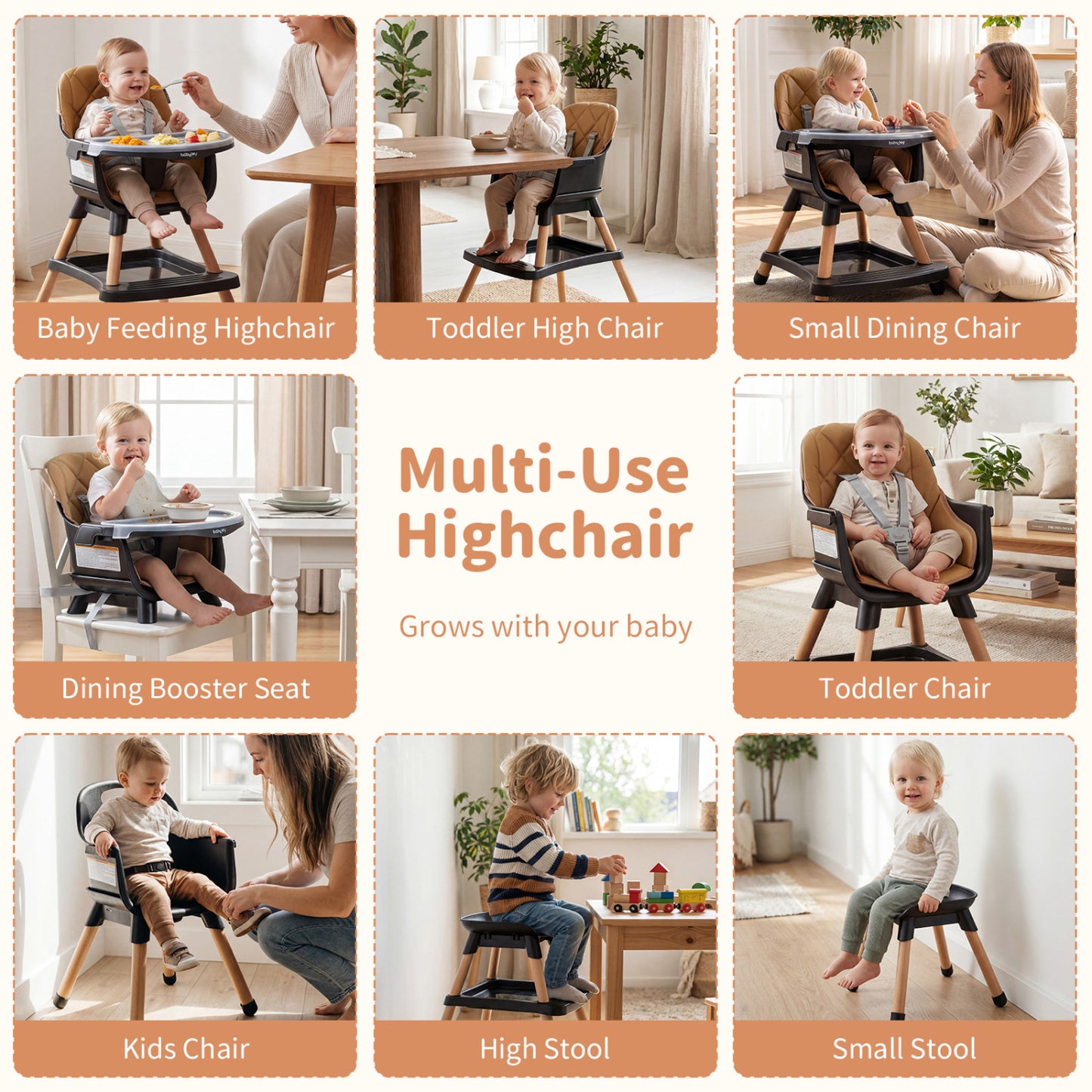 9-in-1 Convertible High Chair with Seat Cushion