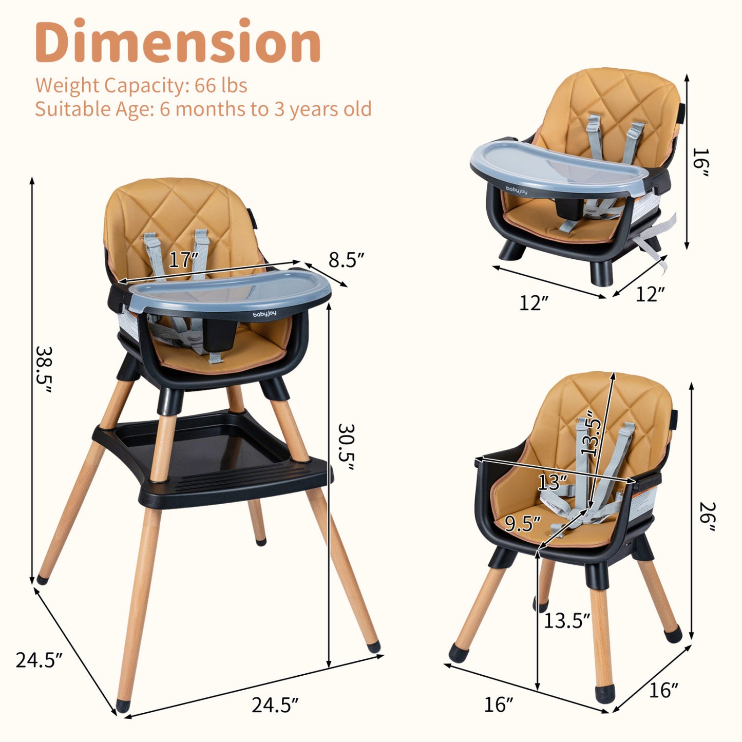 9-in-1 Convertible High Chair with Seat Cushion