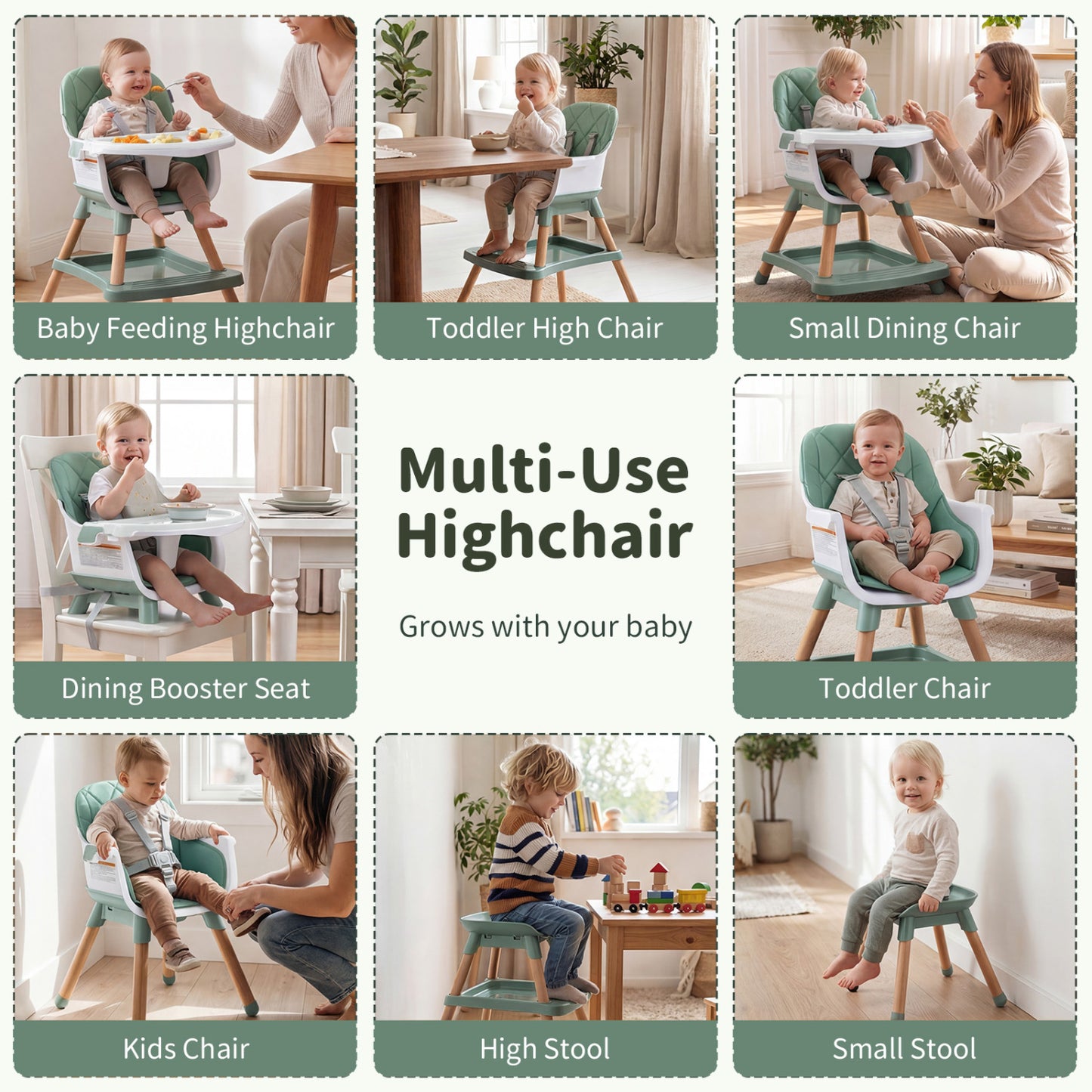 9-in-1 Convertible High Chair with Seat Cushion