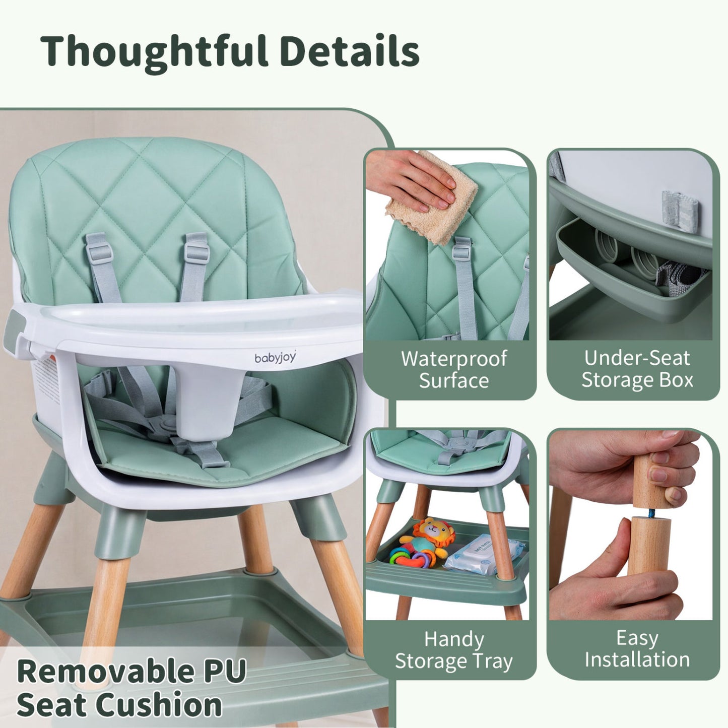 9-in-1 Convertible High Chair with Seat Cushion