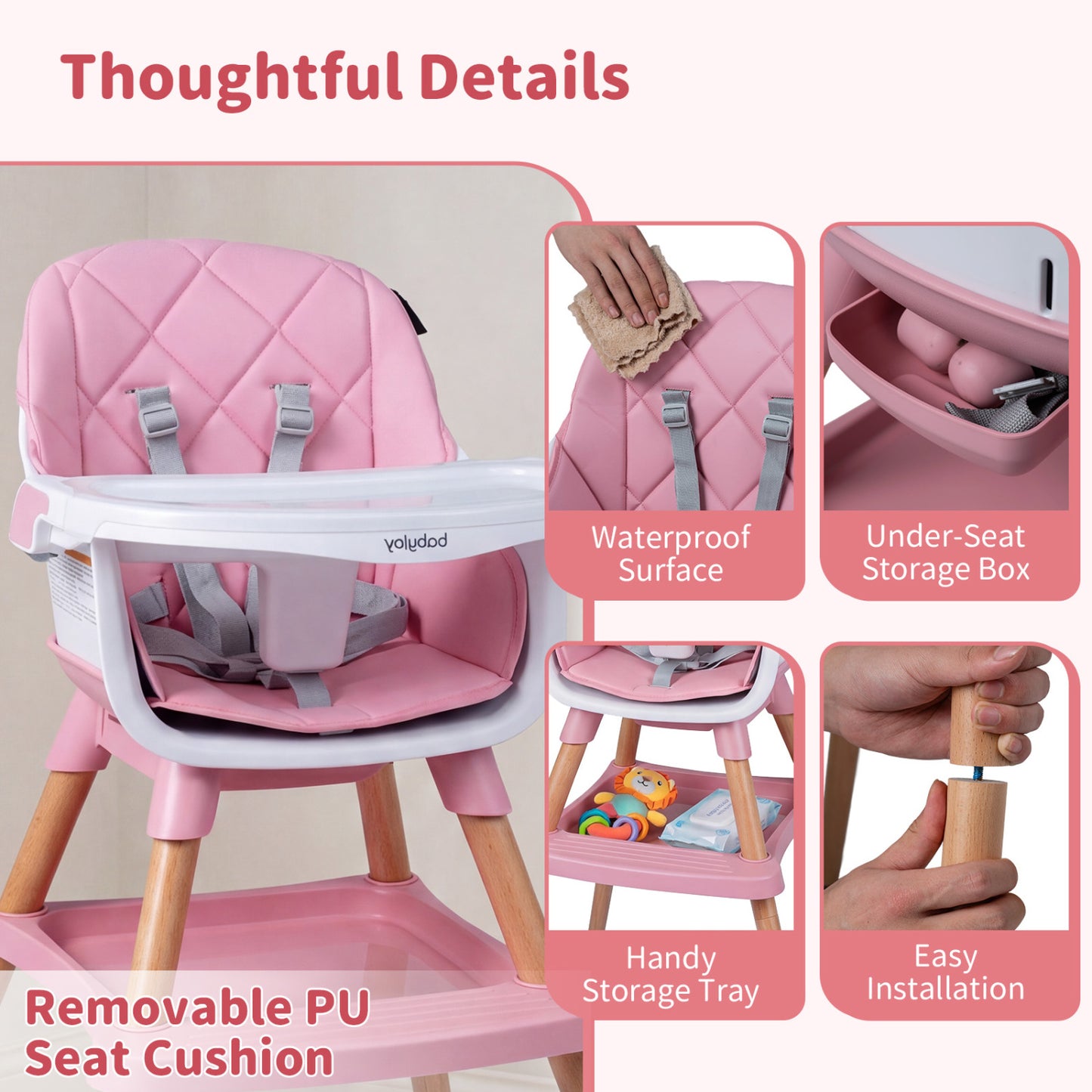 9-in-1 Convertible High Chair with Seat Cushion