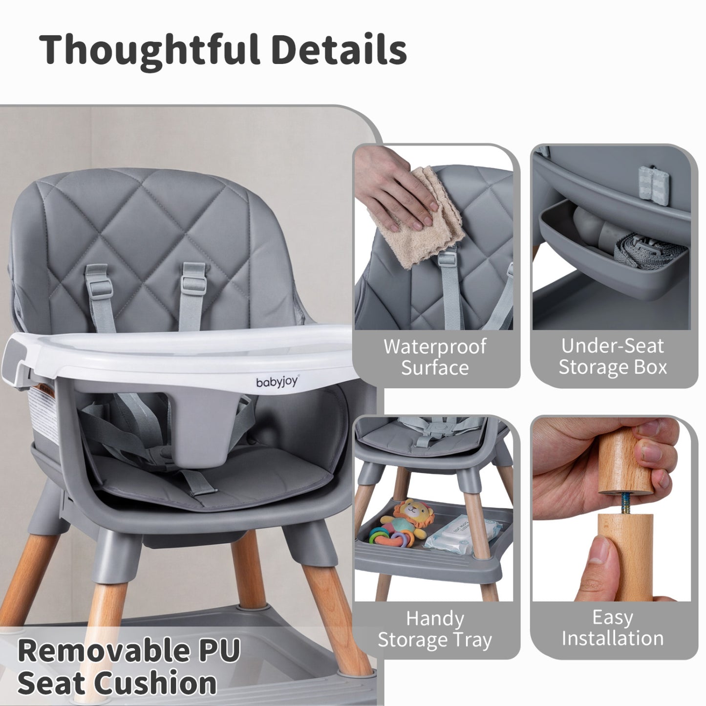 9-in-1 Convertible High Chair with Seat Cushion
