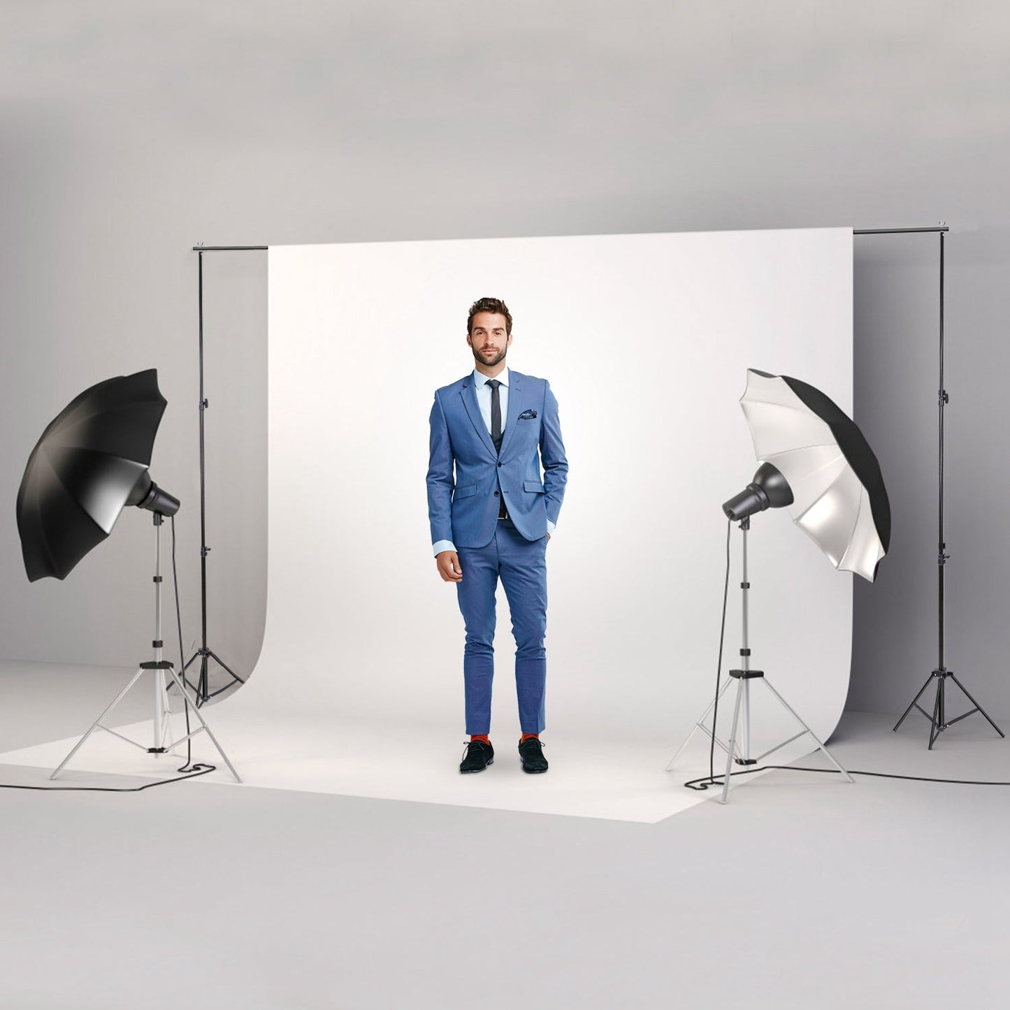 6.5 x 10ft Photo Video Studio Backdrop Background Stand Adjustable Heavy Duty Photography Backdrop Support Stand Set with Carrying Bag Clamps